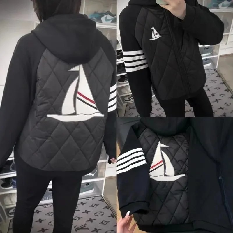 Adidas Down Jacket White with Three-Stripe Sleeves - 3