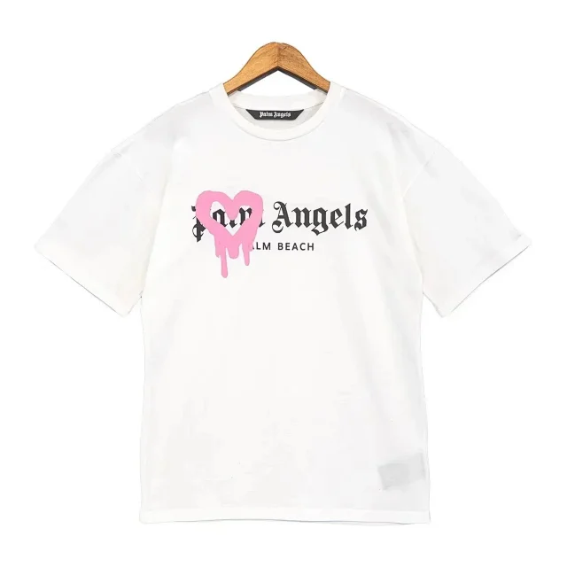 Palm Angels T-Shirts Dripping Heart Logo Print product detail image 6