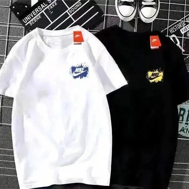 Fendi T-Shirts Short-Sleeve Crewneck Logo Print — 28 black