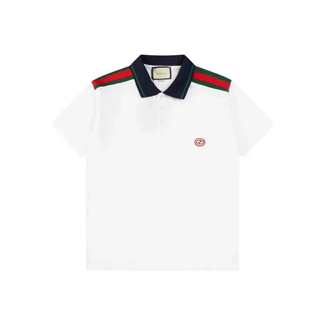 Gucci Shirts Short-Sleeve Polo Shirt with Web Stripe Shoulder Trim product detail image 3