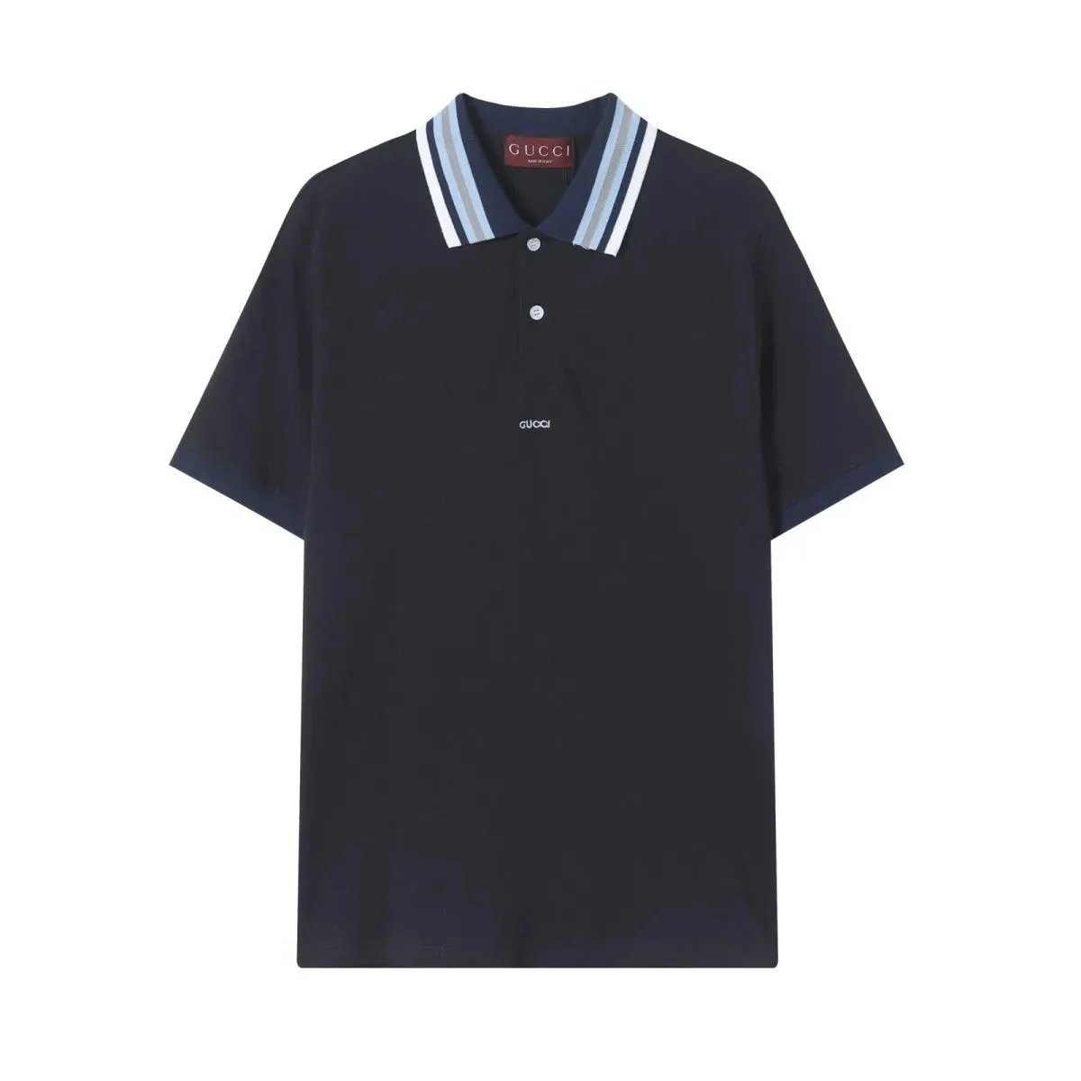 Gucci Shirts Short-Sleeve Polo Shirt with Web Stripe Shoulder Trim — 18