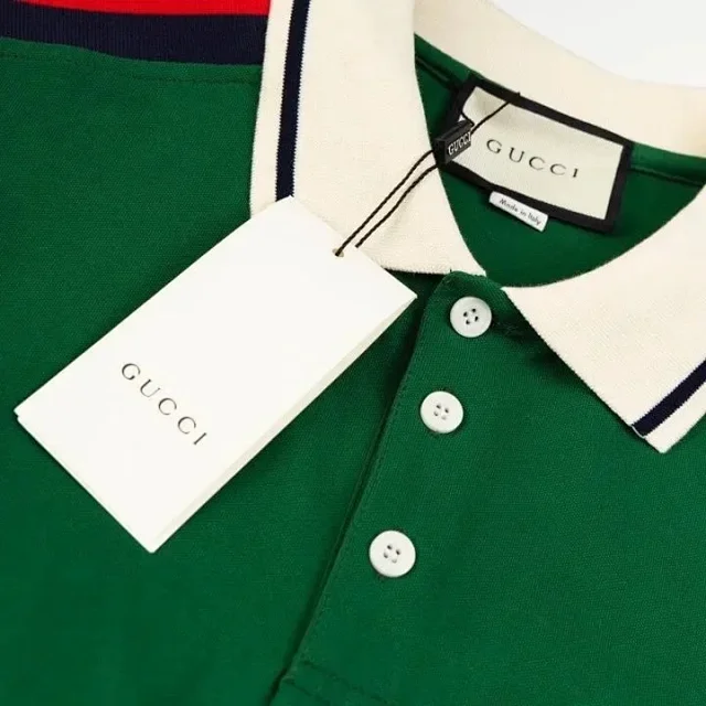 Gucci Shirts Short-Sleeve Polo Shirt with Web Stripe Shoulder Trim product detail image 6