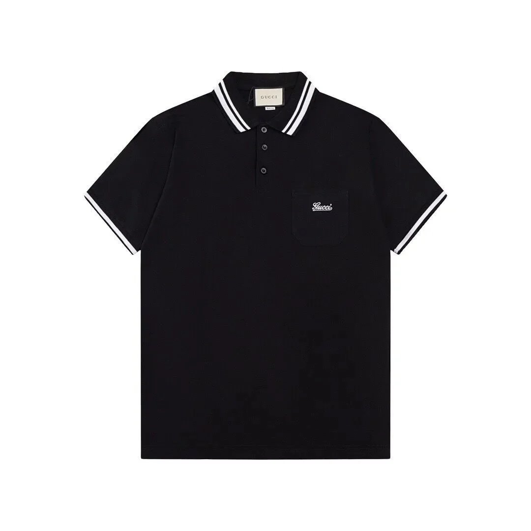Gucci Shirts Short-Sleeve Polo Shirt with Web Stripe Shoulder Trim — 22