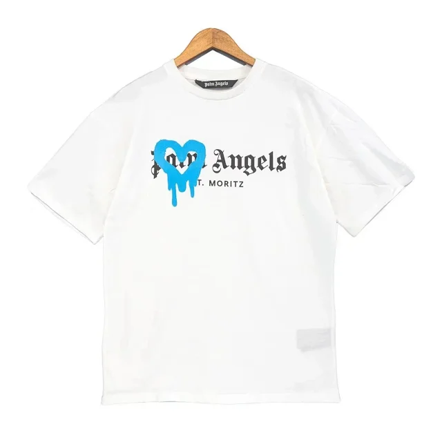 Palm Angels T-Shirts Dripping Heart Logo Print product detail image 4