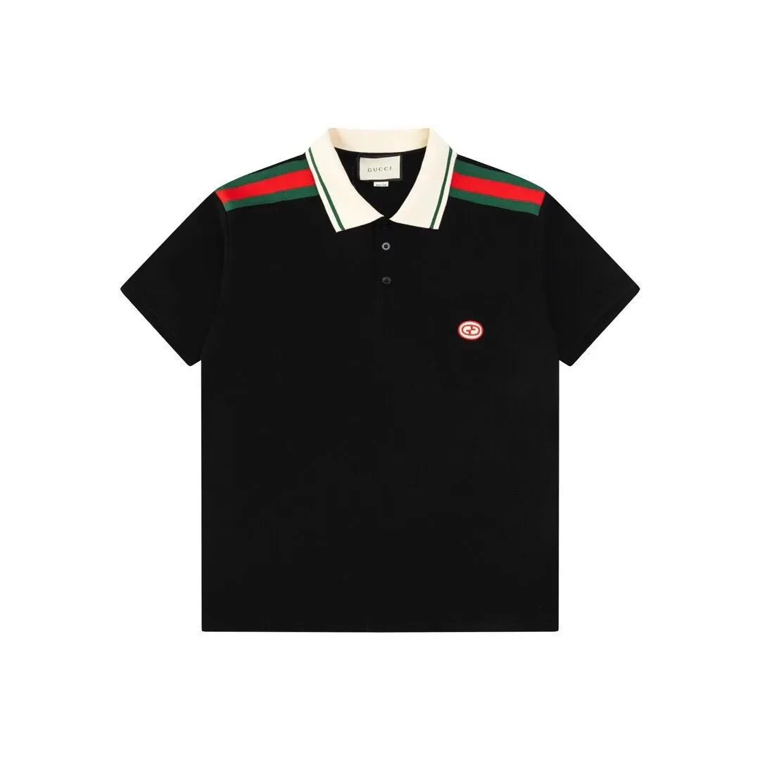 Gucci Shirts Short-Sleeve Polo Shirt with Web Stripe Shoulder Trim image 3