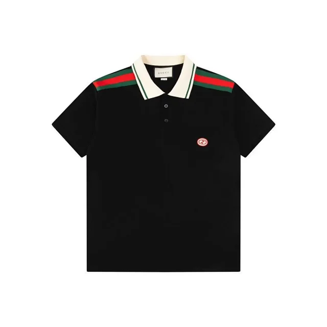 Gucci Shirts Short-Sleeve Polo Shirt with Web Stripe Shoulder Trim product detail image 4
