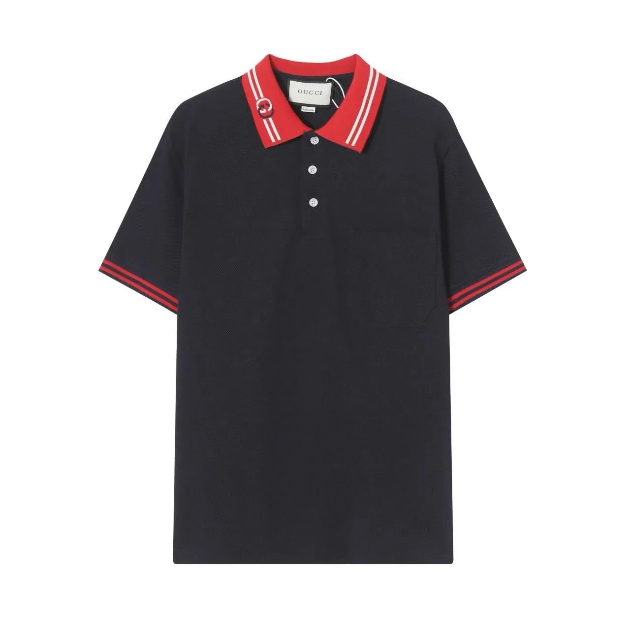 Gucci Shirts Short-Sleeve Polo Shirt with Web Stripe Shoulder Trim — 9