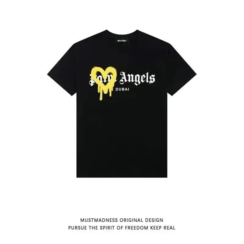 Palm Angels T-Shirts Dripping Heart Logo Print — 28