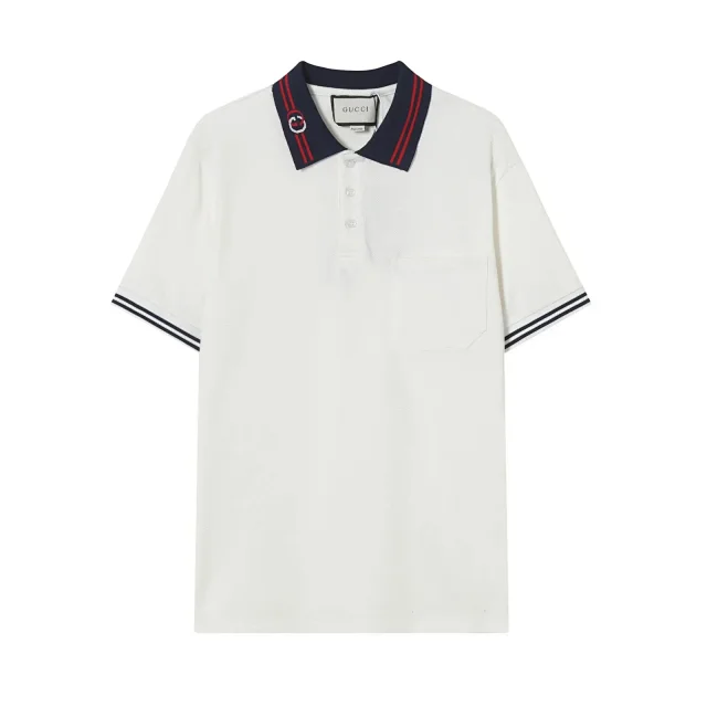 Gucci Shirts Short-Sleeve Polo Shirt with Web Stripe Shoulder Trim product detail image 7