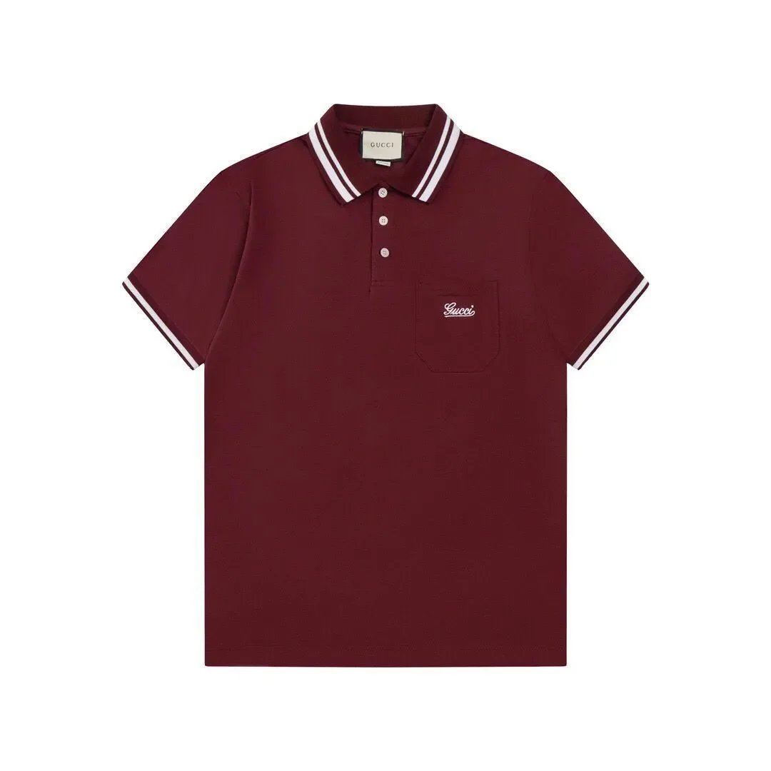 Gucci Shirts Short-Sleeve Polo Shirt with Web Stripe Shoulder Trim — 23