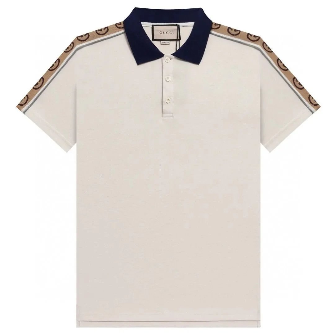Gucci Shirts Short-Sleeve Polo Shirt with Web Stripe Shoulder Trim — 2