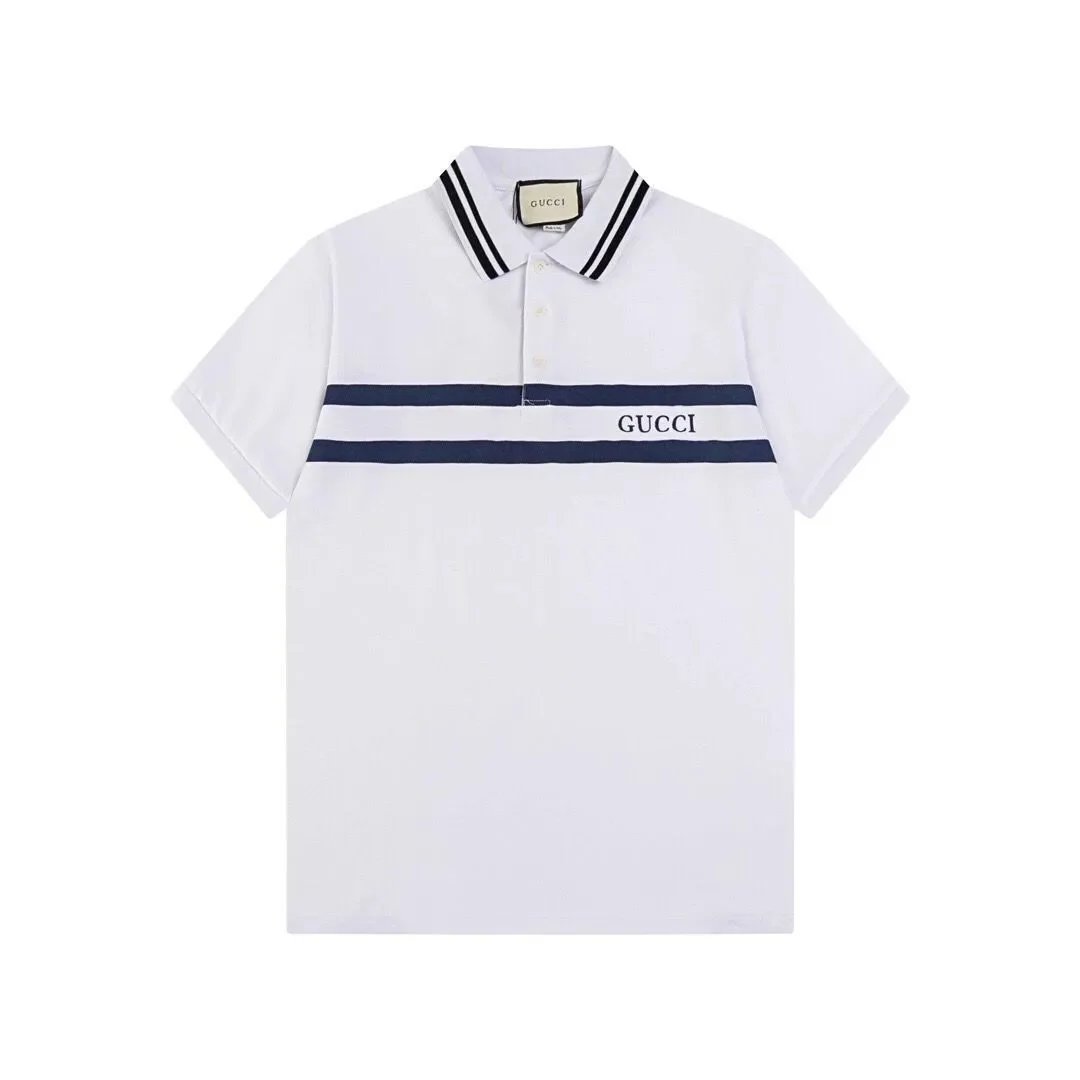 Gucci Shirts Short-Sleeve Polo Shirt with Web Stripe Shoulder Trim — 15