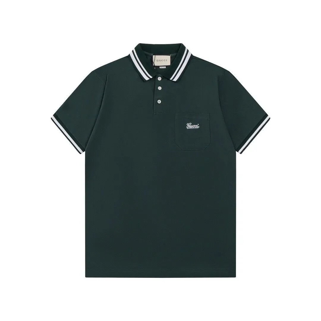 Gucci Shirts Short-Sleeve Polo Shirt with Web Stripe Shoulder Trim — 24