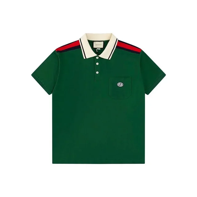 Gucci Shirts Short-Sleeve Polo Shirt with Web Stripe Shoulder Trim product detail image 5