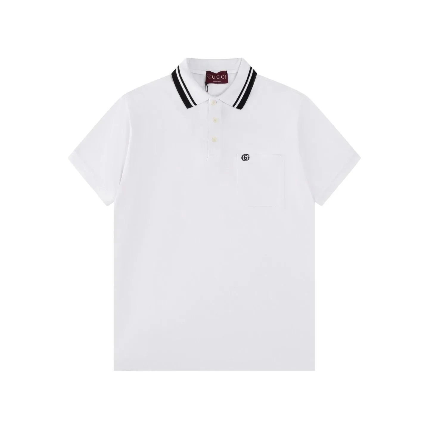 Gucci Shirts Short-Sleeve Polo Shirt with Web Stripe Shoulder Trim — 10