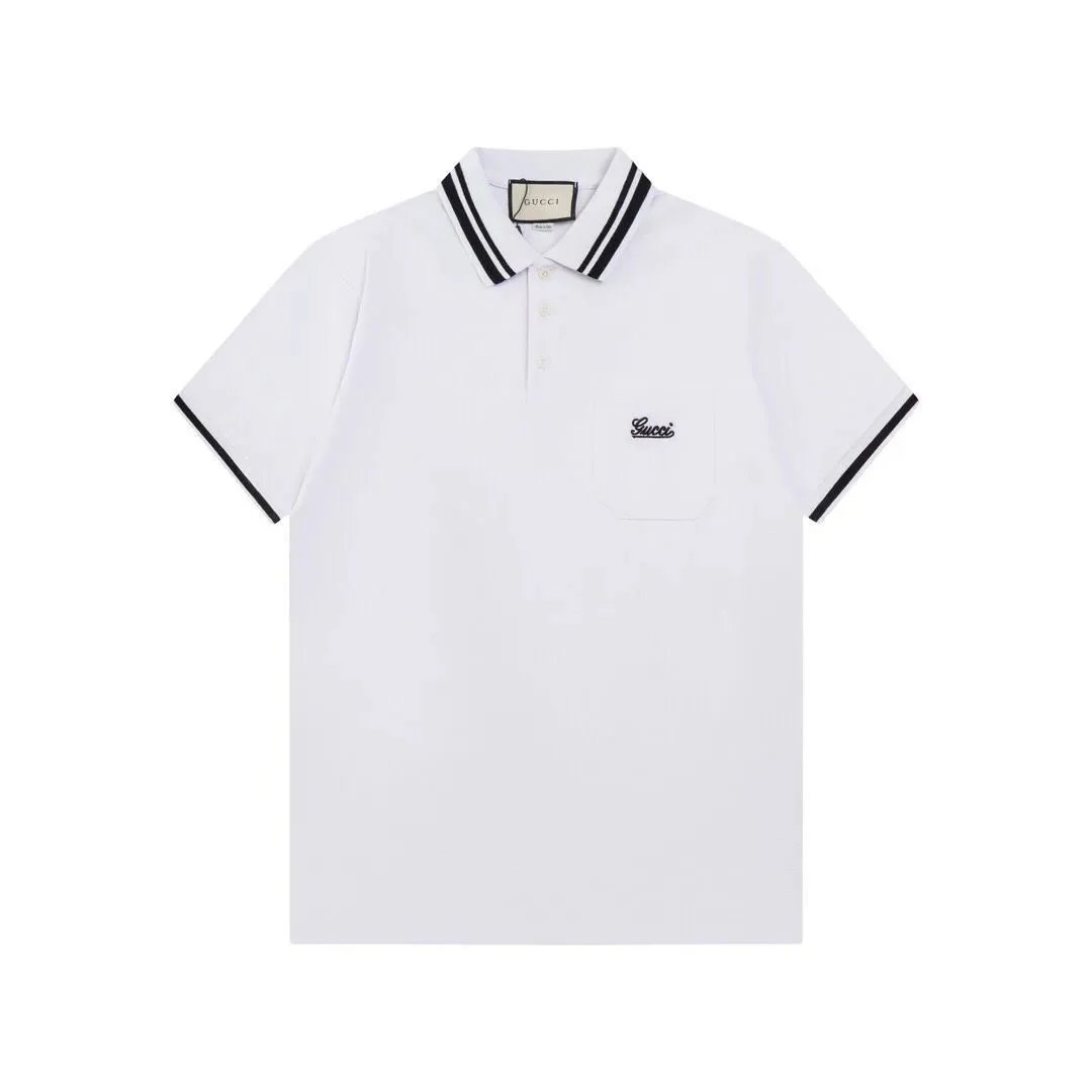 Gucci Shirts Short-Sleeve Polo Shirt with Web Stripe Shoulder Trim — 21