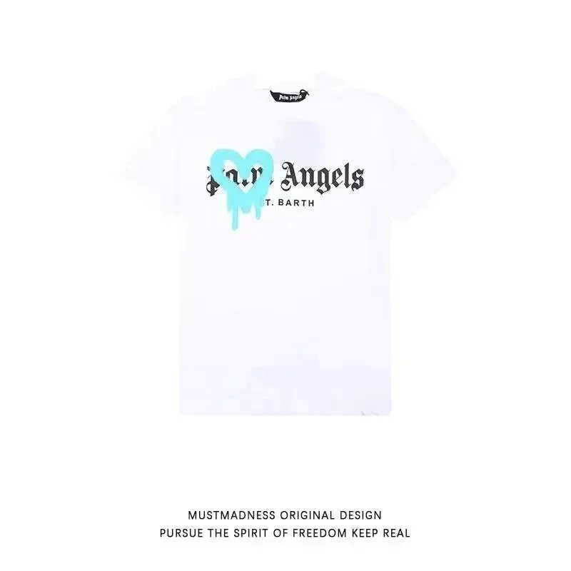 Palm Angels T-Shirts Dripping Heart Logo Print — 30