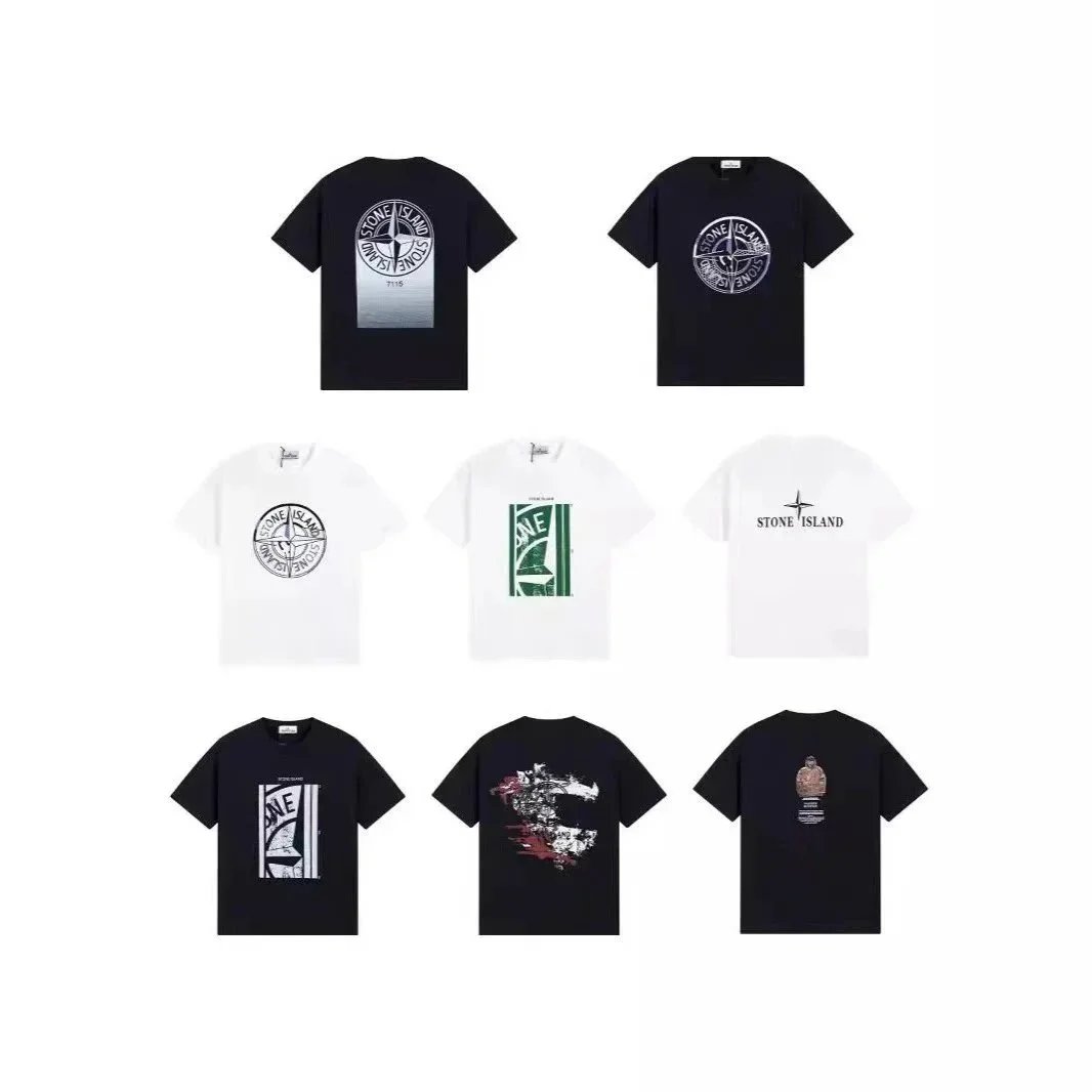 American Style Stone Disc Printed Short Sleeve T-Shirt for Men and Women