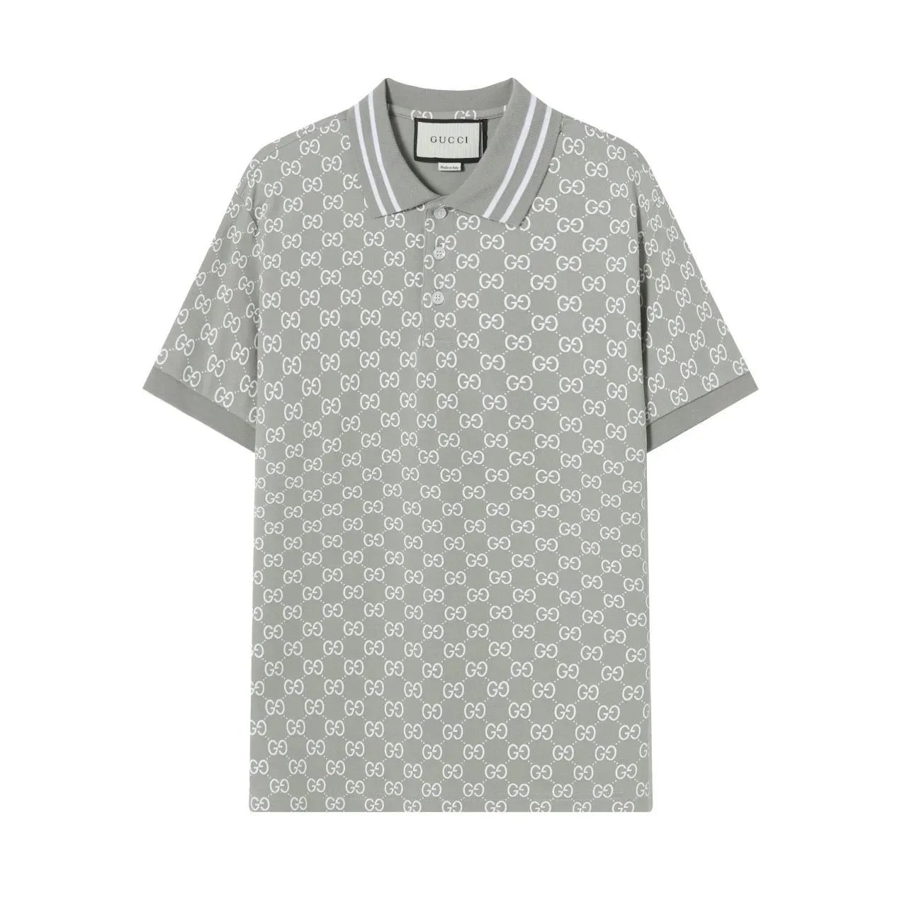 Gucci Shirts Short-Sleeve Polo Shirt with Web Stripe Shoulder Trim — 17