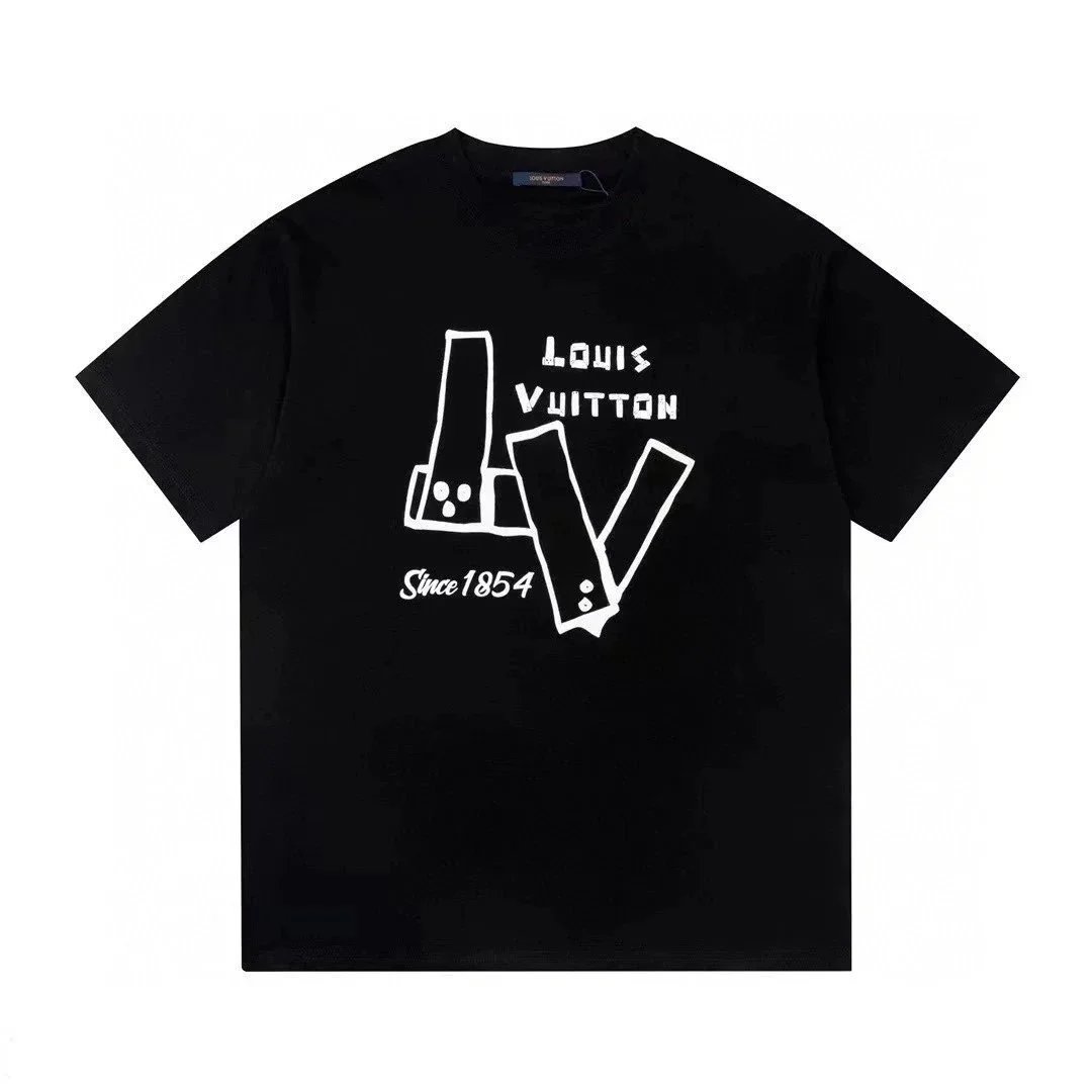 Louis Vuitton T-Shirts Short-Sleeve Graphic T-Shirt — Black wooden panel trim 002