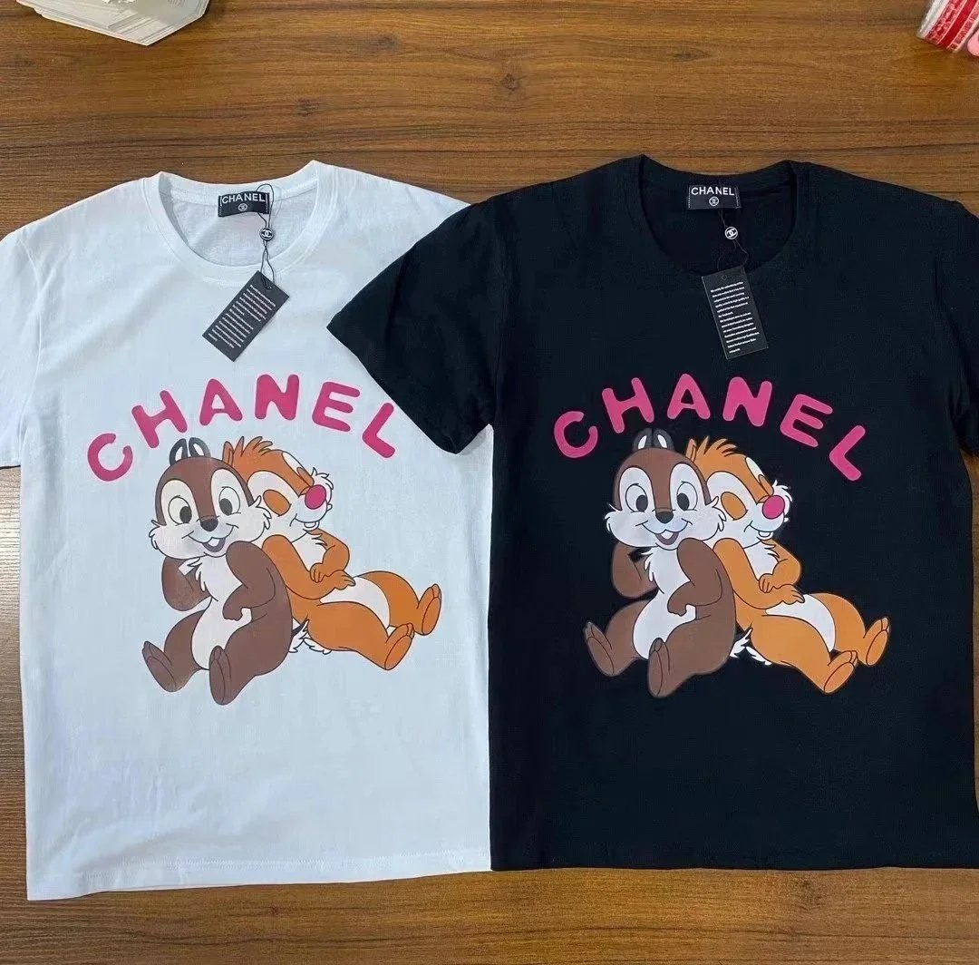 Chanel T-Shirts Logo Graphic Short-Sleeve T-Shirt — 14 black