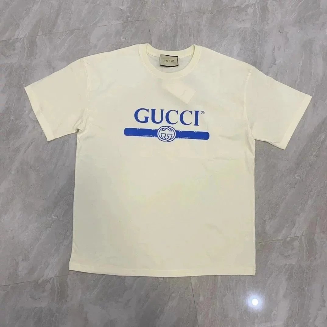 Louis Vuitton T-Shirts Short-Sleeve Graphic T-Shirt — Yellow blue label 002