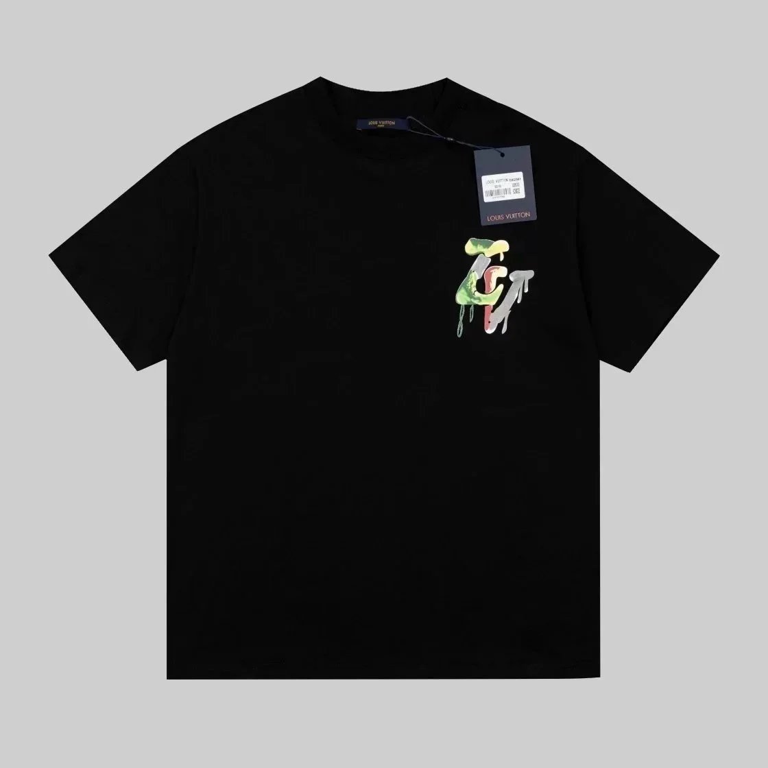 Louis Vuitton T-Shirts Short-Sleeve Graphic T-Shirt — Black fluid No. 002