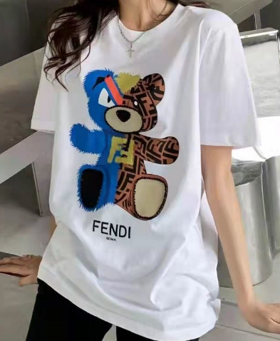 Fendi T-Shirts Short-sleeve graphic logo print — 36