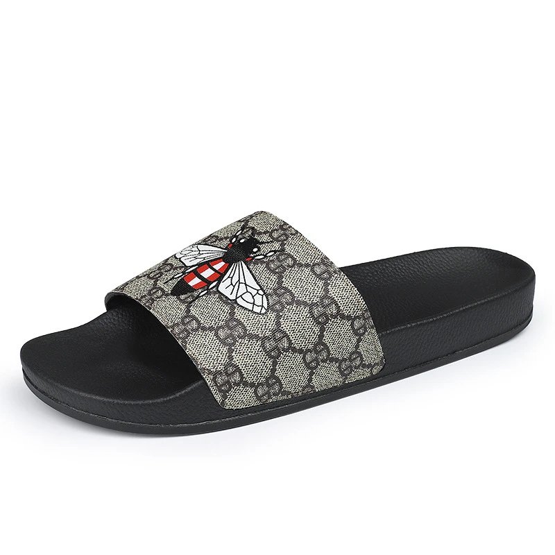 Summer Slippers for Men - Casual Outdoor Slides, Couple Match, Korean Style Bee Design, Beach Sandals, Extra Large Sizes (XZ)