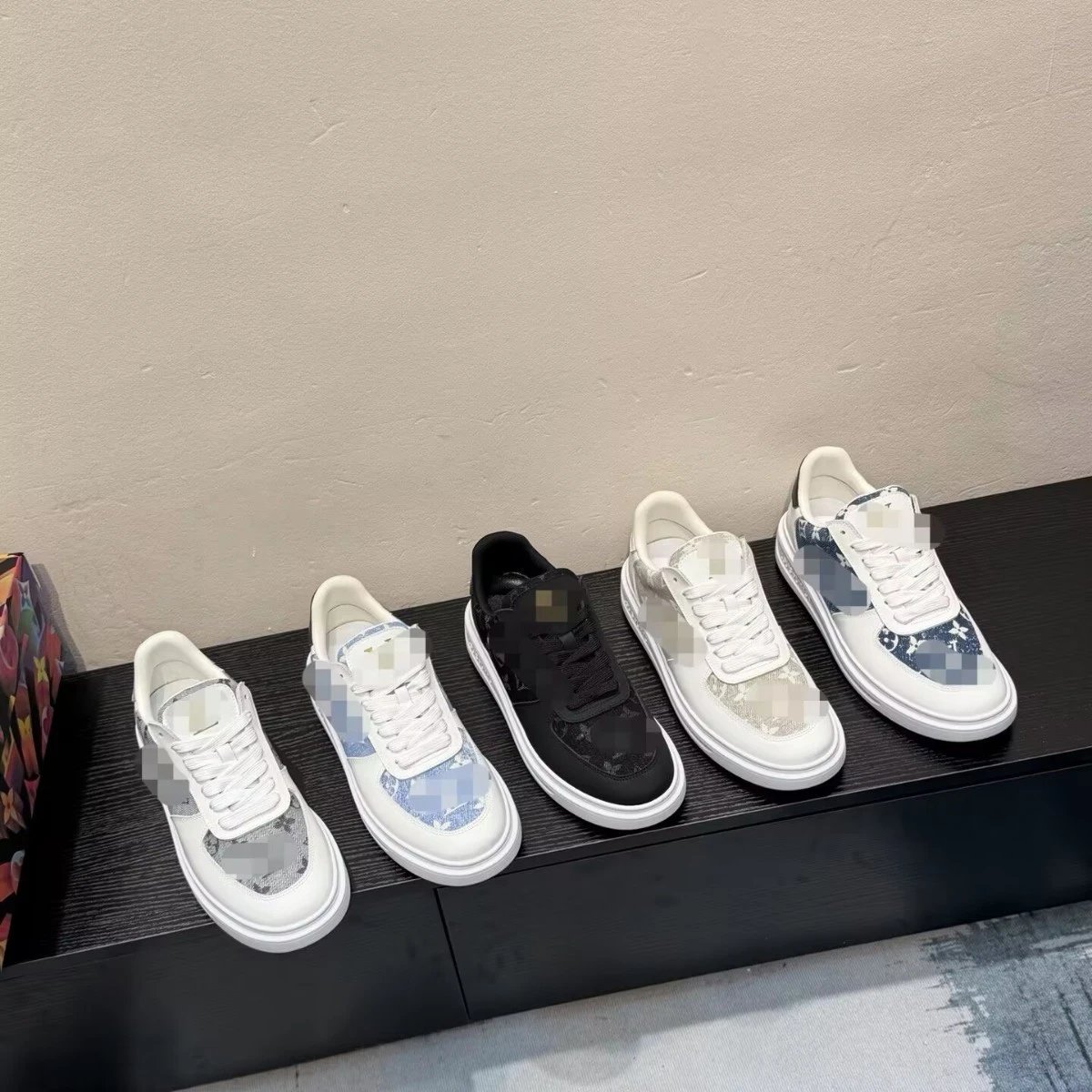 Louis Vuitton LV Trainer Sneakers White Blue Denim Monogram Low Top