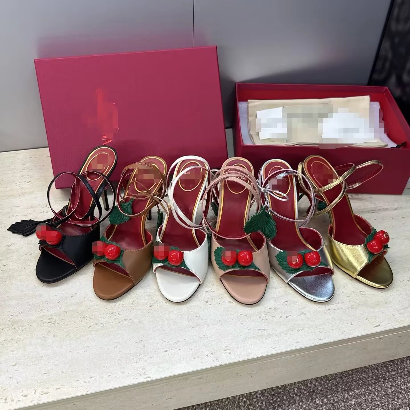 Valentino Garavani Cherry Cocktail Red Cherry Ankle-Strap Sandals