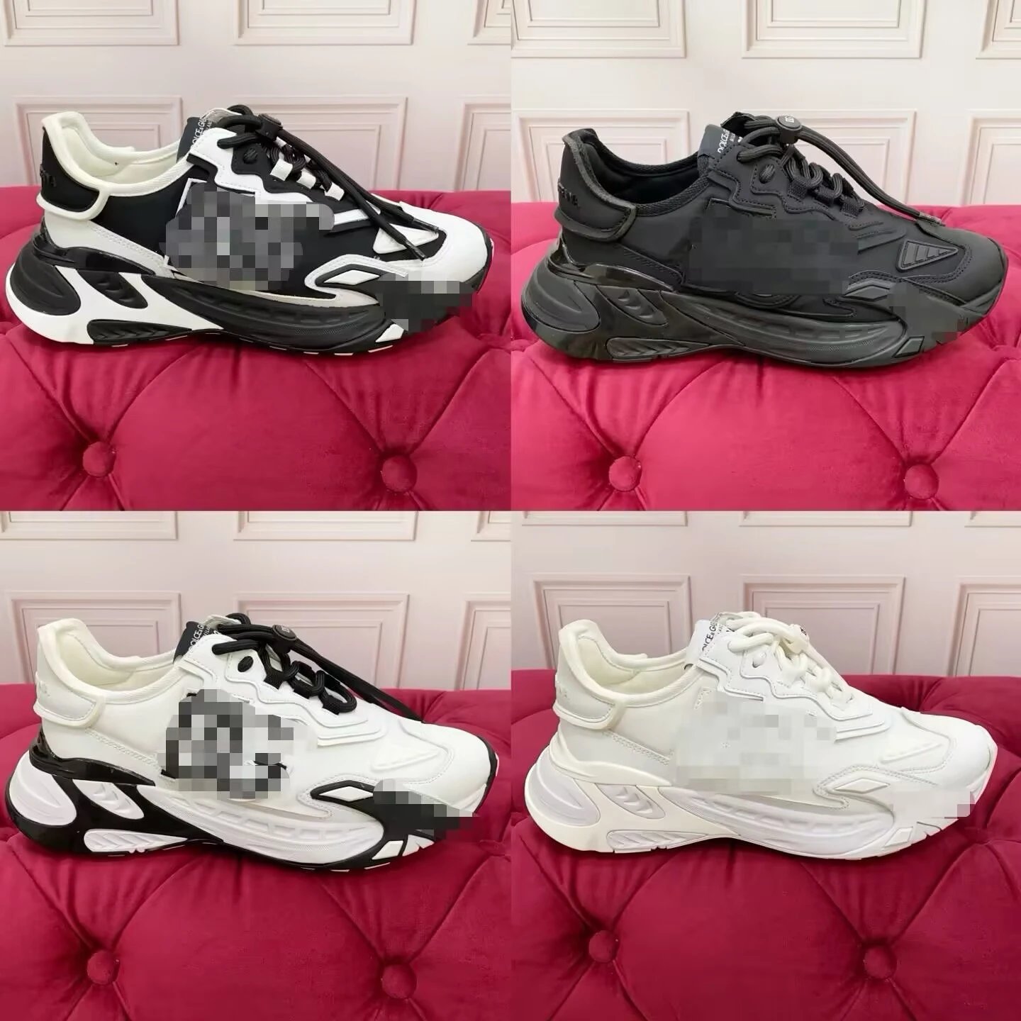 Dolce & Gabbana Sorrento Chunky Sneakers Black White Leather