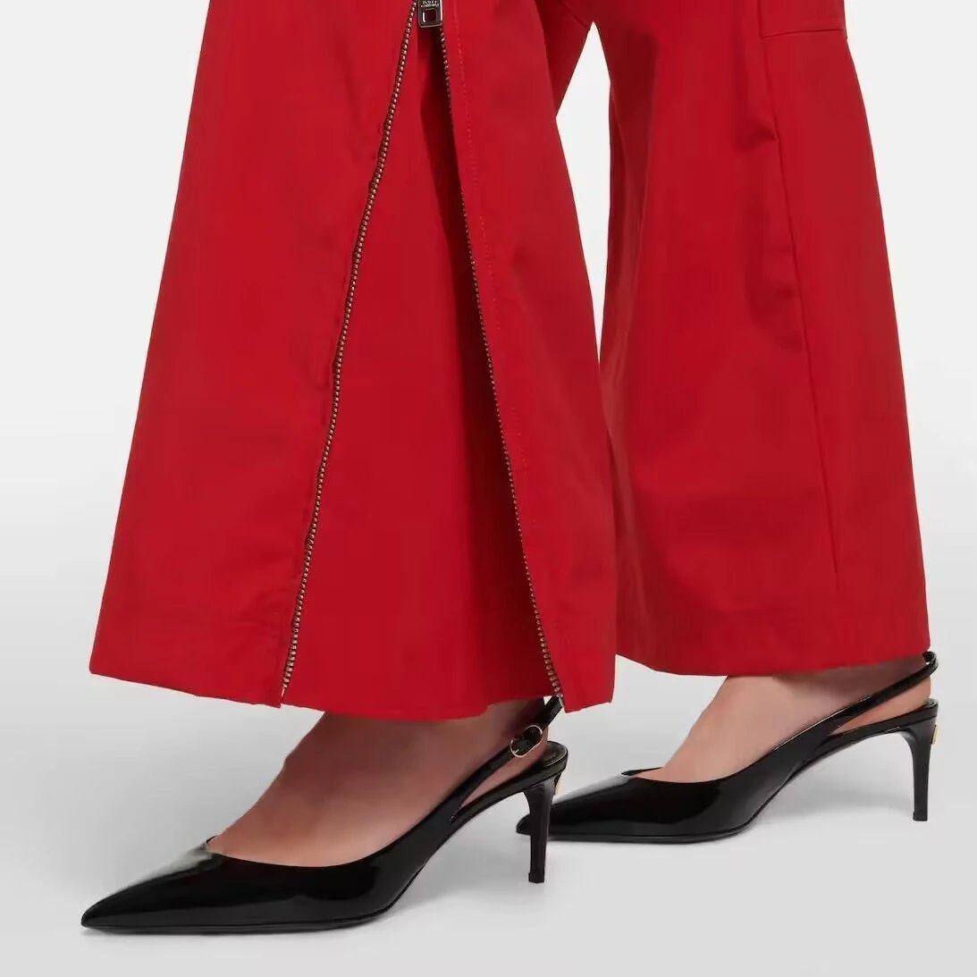 Prada Women's Black Patent Leather Pointed-Toe Slingback Kitten Heel Pumps