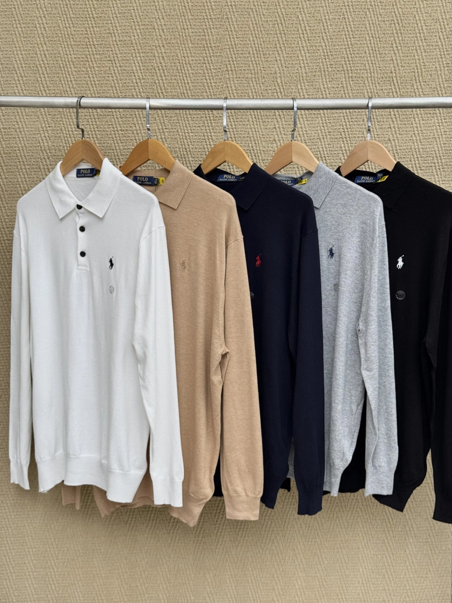 毒家！柬埔寨回货，线织！好东西！Ralph Lauren拉夫 长袖针织Polo衫 小马刺绣 男士休闲轻商务Polo长袖 线织马Polo