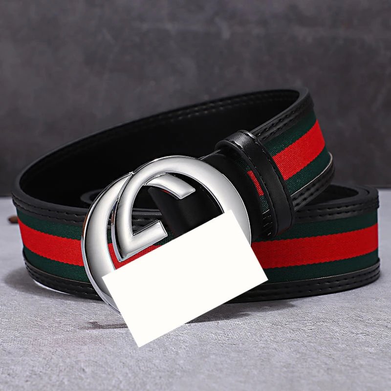 Black-Red-Green Fabric with GG Silver Buckle
