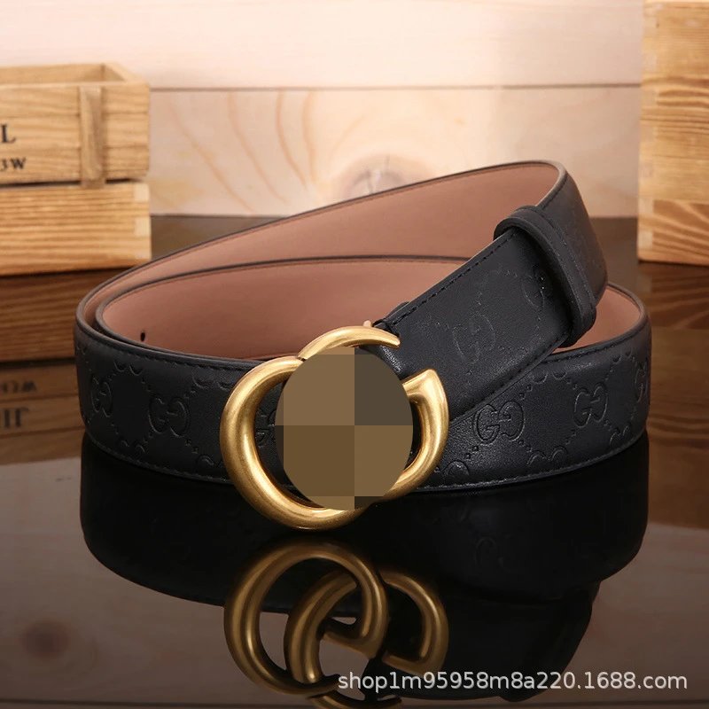 Black Embossed on Beige Base with GG Antique Gold Buckle
