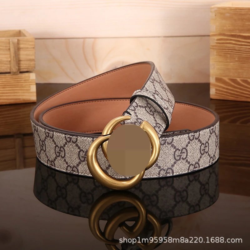Textured Beige with G Antique Gold Buckle