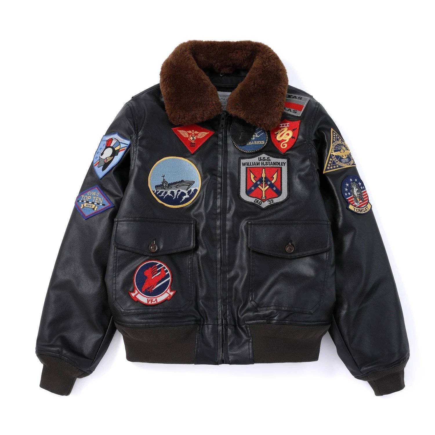 Fall Winter Vintage G1 Jacket Fur Collar Pu Top Gun Jacket