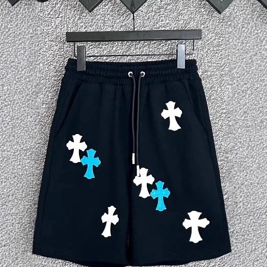 Black Cross Print Shorts