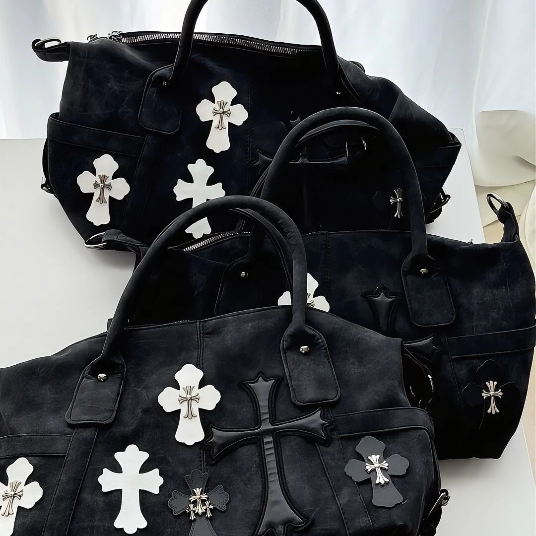 CH Black and White Cross Crossbody Bag