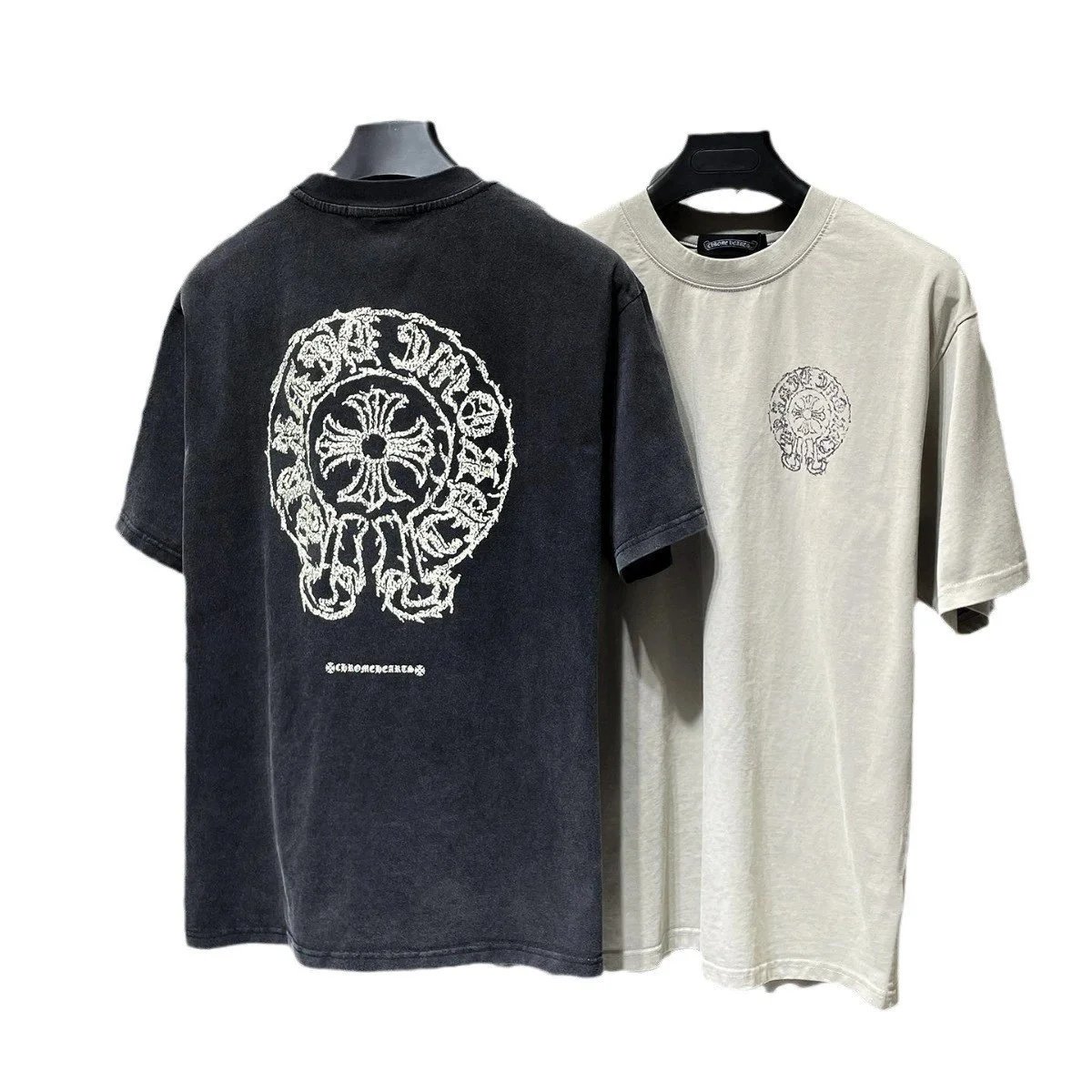 Kid Chrome Hearts Black and Beige Short Sleeve T-Shirts