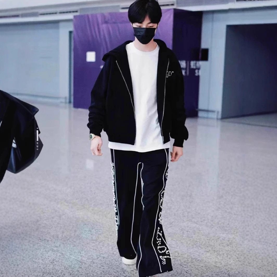 Chanel Pearl-Embellished Satin Track Pants Black - 5