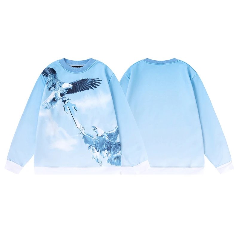 Light Blue Eagle Print Sweatshirt