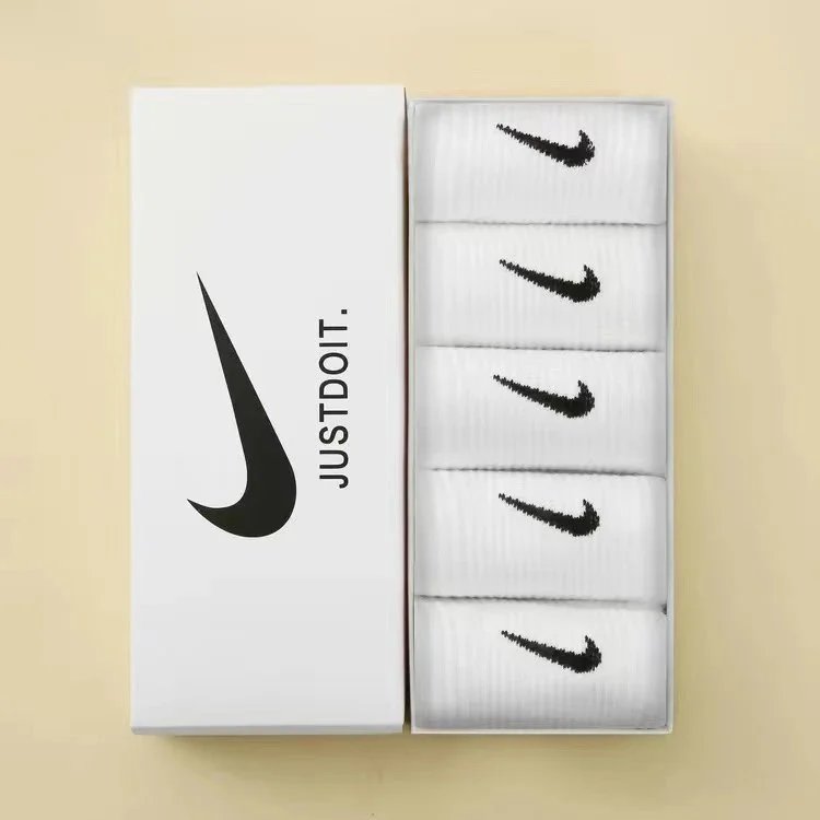 Nike White Socks with Black Logo