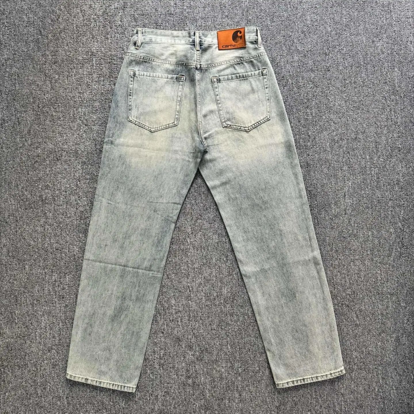 Carhartt WIP Washed Light Gray Denim Jeans - 10