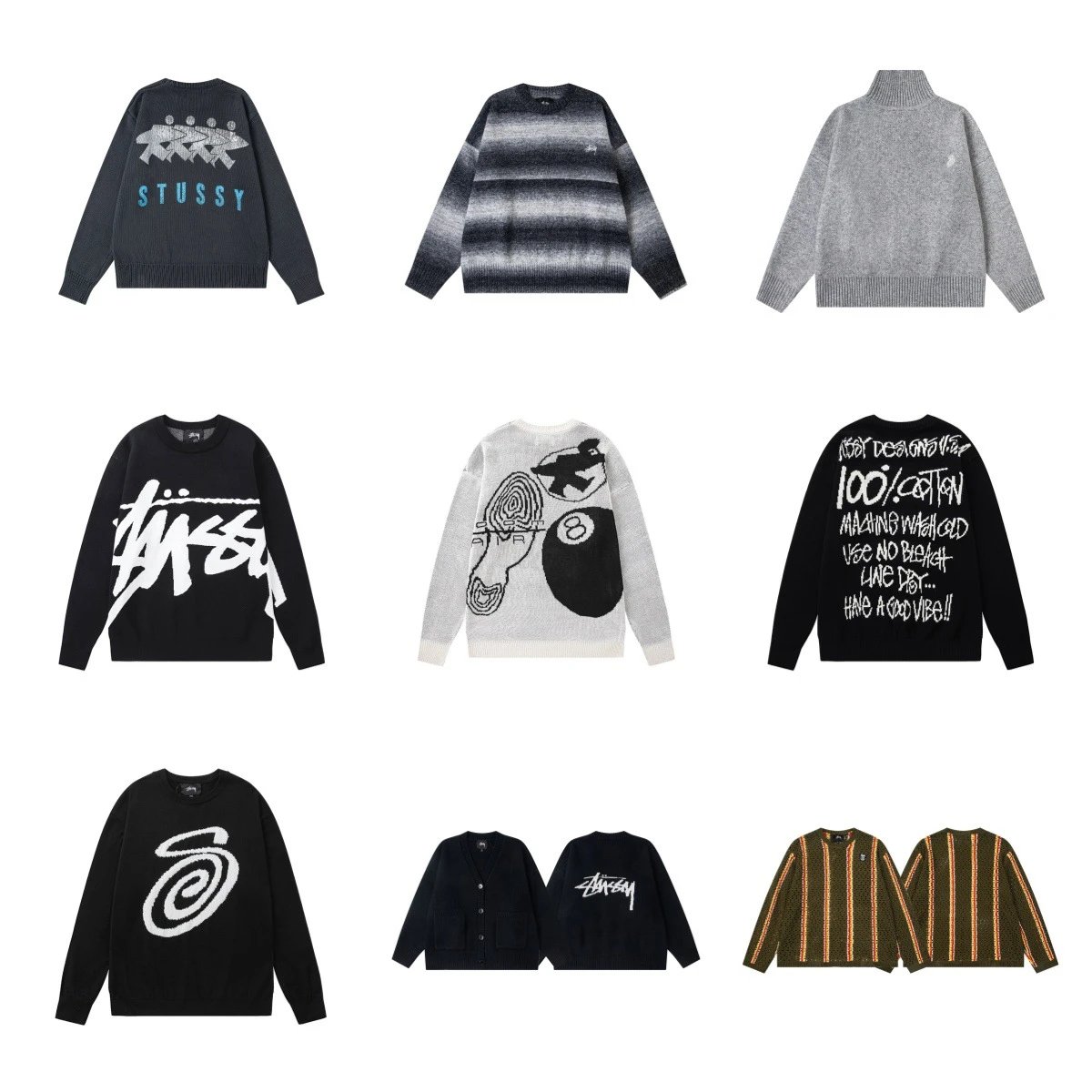 Stussy Black Crewneck Sweater