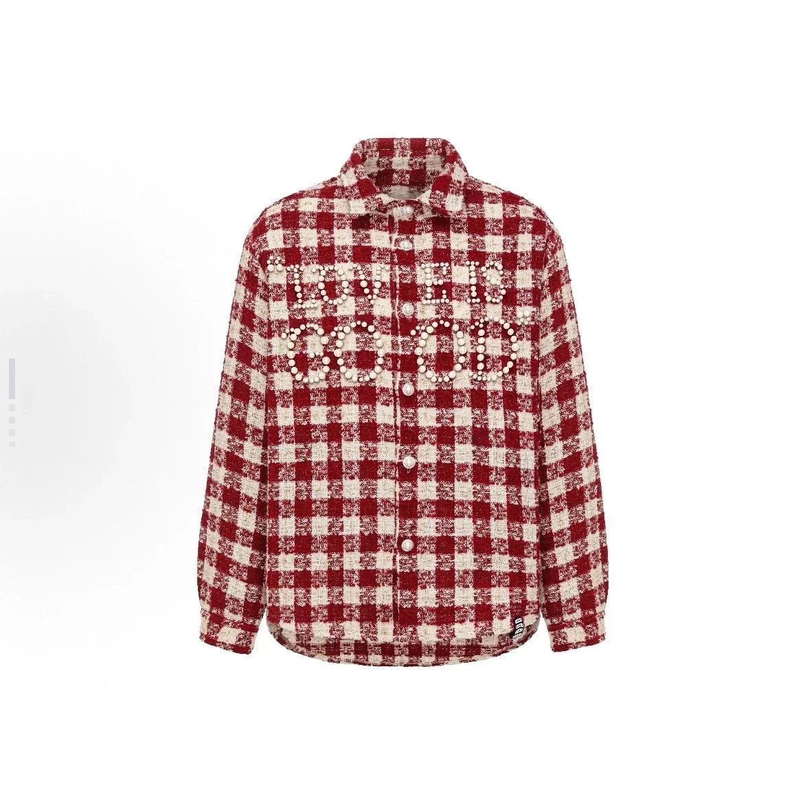 Gingham Red and White Button-Up Shirt