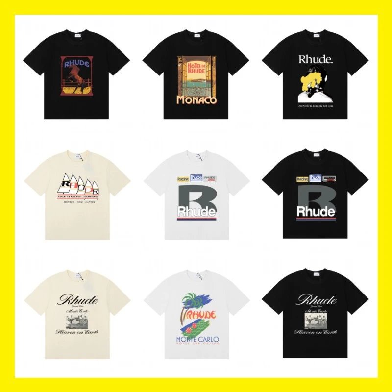 Rhude Black and White Graphic T-Shirt Collection