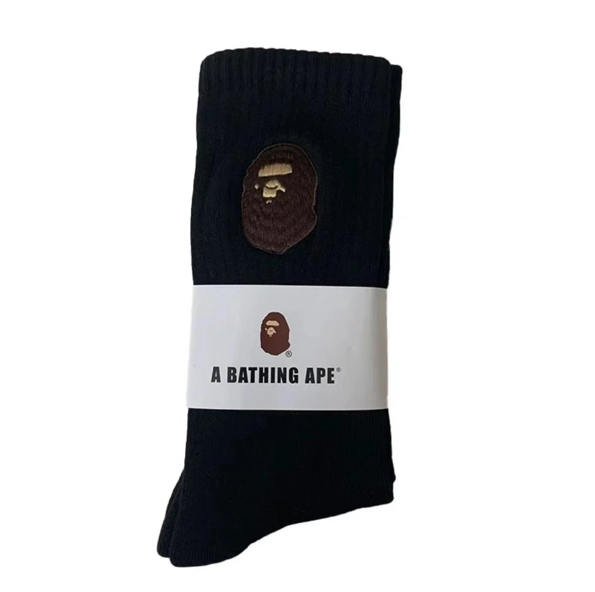 Black thigh-highs with original-color embroidery SKU image
