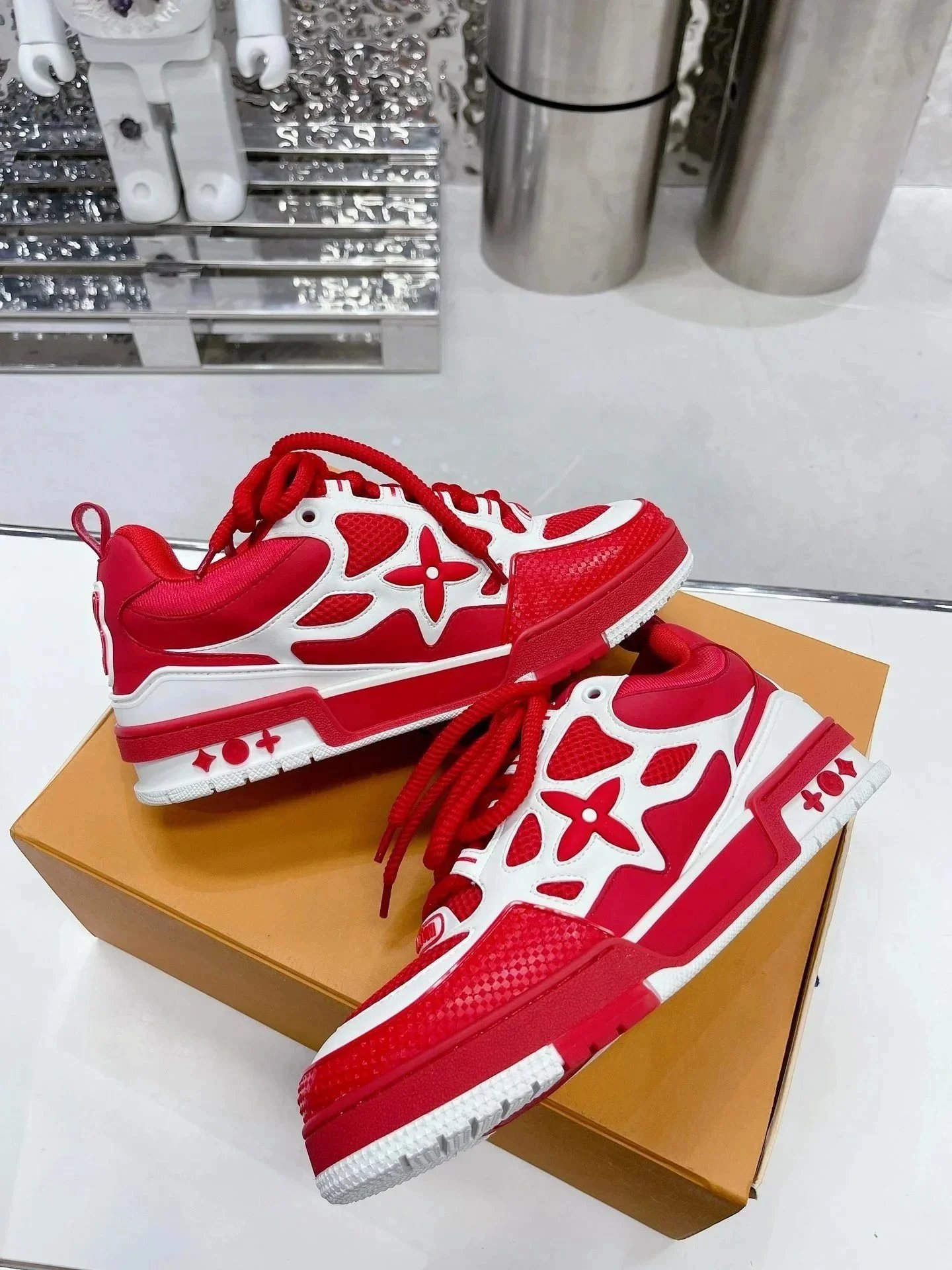Louis Vuitton Red and White Sneakers